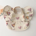 Waterproof baby bib with wings design and love heart pattern in beige finish - Wings - Colorful Hearts / One Size