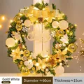 Ghirlanda natalizia oro e bianca con luci LED, decorazione festiva per porta da 60 cm - 60cm Oro Bianco