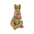 Natural crystal Peter Rabbit carving in green and red granite stone finish - Unakite