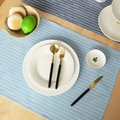 Light blue white striped cotton linen rectangular placemat with a waffle weave texture - 40*60cm / Light Blue Stripes