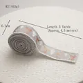 Grey linen Christmas ribbon with gold elk and white tree patterns for DIY decor - #21 (Grey Gold Reindeer Cedar-6.3cm)