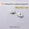 Pair of S925 sterling silver butterfly locking earring backs in classic silver finish - Silver Locking Earring Backs