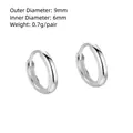 Minimalist S925 sterling silver hoop earrings with 9mm outer diameter and 6mm inner diameter - 9mm / Silver