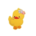 Cute yellow duck cartoon embroidery patch with floral accents for children's clothing - Duck with Flower on Head