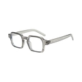 Vintage square sunglasses in translucent grey frame with clear lenses for a modern look - Transparent Grey Frame Clear Lens