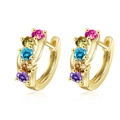 Orecchini a cerchio in oro 18K con cinque gemme colorate dai toni vivaci dell'arcobaleno - Rame / Oro