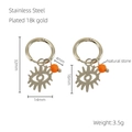Dettagli orecchini in acciaio placcato oro 18K con occhio del diavolo e pietra arancione - Ciondolo Malocchio (Perla Arancione) / Malocchio - Colore Acciaio (997-Acciaio)