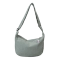 Light green corduroy dumpling bag with adjustable shoulder strap and cute charm - Light Green With Pendant