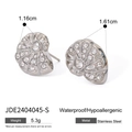 Boucles d'oreilles nautile en argent et acier inoxydable avec strass en cristal - Argenté