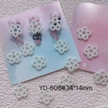 Detail view of 14mm white resin pearl five-petal flower charms for 3D nail art design - Flower