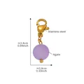 Golden stainless steel lobster clasp charm with a round purple agate bead pendant - Gold Round Purple Agate Pendant (D151-7)