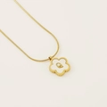 18K gold plated clover necklace with letter Q pendant and sleek snake chain - Letter Q