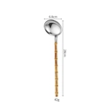 304 stainless steel soup spoon with bamboo handle, 28cm length and 6.8cm width - Bamboo Handle Soup Spoon