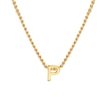 Collana minimalista a fune in acciaio inossidabile dorato con un ciondolo a lettera P lucida - Lettera P