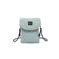 Lichtblauwe gewatteerde crossbody telefoontas met modelabel en geweven schouderband - Blauw