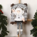 Weihnachtshänger mit Weihnachtsmann in Silber-Pailletten auf Holzrahmen mit Merry Christmas Schild - Weihnachtsmann / 26*45cm