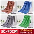 Lot de 10 chiffons de nettoyage en microfibre marron bleu gris et vert 30x70cm - Couleurs Mixtes 30x70CM Épaissi (10 Pièces)