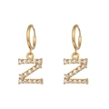 Gold-plated letter Z dangle earrings featuring micro-paved white cubic zirconia stones - Letter Z