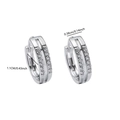 Detail view of silver cubic zirconia hoop earrings showing precise 1.1cm diameter measurement - EH773 Silver Double Row Zirconia Hoops