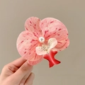 Pince à cheveux fleur d'orchidée rose avec perle centrale et pétales réalistes élégants - 10# Pince Bec de Canard Orchidée Rose Clair