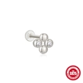 S925 sterling silver labret stud with cross design featuring four spheres and clear zircons - Single Platinum #7 (Four Spheres)