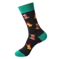 Christmas socks in black with green trim and reindeer patterns for women and men - Black Elk Bell Style (1235)