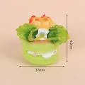 Green macaron cake keychain with cream and fruit decor, 4x3.5cm miniature charm - Gold Bead Chain / 037 Green Banana Fruit Cake