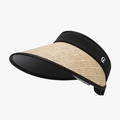 Damen UV-Sonnenschutz-Visier mit beigem Strohschirm und schwarzem Stirnband - Khaki