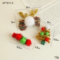 Set di 3 fermagli per capelli natalizi con corna di renna in peluche e alberi glitter - Stile C Corna Pompon Albero di Natale Set di 3 / 3 pezzi/cartoncino