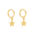 Elegant gold star drop huggie earrings featuring a polished minimalist pentagram design - 23-Gold Solid Star