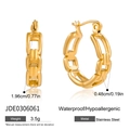 Detail view of 18K gold plated stainless steel chain hoop earrings with dimensions - Gold Stainless Steel Chain Earrings (JDE0306061)