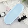 Minimalist light blue oval metal organizer tray in large size for cosmetics and jewelry - PP / Large / Macaron Light Blue (23*9.5cm)