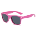 Retro bright pink square sunglasses with dark grey lenses and silver metal rivets - Rose Red Frame Grey Lens
