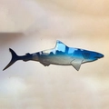 Blue gradient metal shark wall art sculpture with silver brushed steel finish - 50cm / Shark Decor D