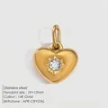 14K vergulde hartvormige hanger met april kristal geboortesteen, maat 10x12mm - April Wit / Goud