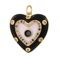 Golden heart pendant with evil eye design and colorful cubic zirconia inlay finish - Enamel Heart Eye Pendant-Black-34