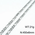 Elegante catena Figaro da 45 cm in acciaio inossidabile argento per donna in stile moda - Acciaio 6mm / 17cm
