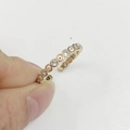 Anello placcato oro con perline rosa Occhio del Diavolo e zirconi sulle dita - Aperto Regolabile / Oro-Arancione