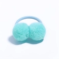Close-up of mint green pom-pom hair ties with high elastic blue rubber core - Turquoise