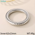 Bracciale rigido cavo in acciaio al titanio argento con trama a coste 62x13mm - Colore Acciaio 62x13mm (KB191595-GC)