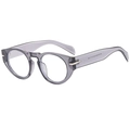 Vintage runde transparente graue Sonnenbrille mit silbernen Nieten und UV-Schutz - Planglas / Transparent Grauer Rahmen Anti-Blaulicht Klare Gläser