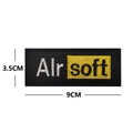 Tactical black and yellow Airsoft embroidered patch with velcro backing, 9cm x 3.5cm - Airsoft