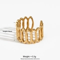 Minimalist gold stainless steel hollow stripe ring with adjustable open band design - Hollow Wave Wide Band Open Style (KB656) / Gold