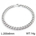 Silver Cuban link bracelet 200x6mm minimalist metal chain jewelry for men 14g - 6mm Steel Silver