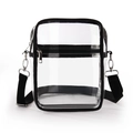 Transparent PVC crossbody bag with black trim and adjustable shoulder strap - Small / Black