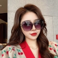 Polarized oversized camellia sunglasses with brown transparent frames and purple gradient lenses - Rhinestone Temple Grey