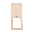 Portable light pink PU leather mini makeup mirror with metal ring connector in square shape - Beige-1