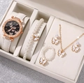 Golden butterfly jewelry set with watch, necklace, and earrings in a gift box - Style 6 Set (No Box)