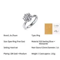 Classic 1 carat moissanite ring in S925 sterling silver with adjustable band and GRA report - Classic Six-Prong Style (Premium) / 1 Carat / 6.5mm (With GRA Certificate)