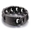 Vintage dark gray wide cuban link chain bracelet with a heavy matte industrial finish - 21.5cm / Vintage Black